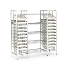 rayonnage-frame-rack-modulaires-modele-etroit-avec-d-etageres-en-grille