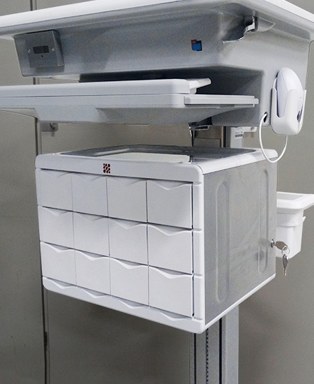 Securite des medicaments-unite a tiroirs-commandee logiciel-chariot informatique-ST